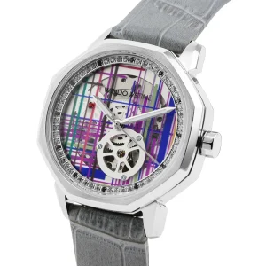 Custom Logo Designer Diamond Watch Women’s Automatic Mechanical Leather Strap Pointer Stainless Steel Case