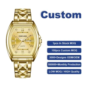 Custom Logo Fashion Luxury Men’s Watch Stainless Steel Wristwatch Waterproof Luminous Quartz Watch for Men