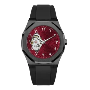 Custom Logo Fashion Skeleton Watch for Man Silicone Strap Skeleton Automatic Waterproof Wristwatch