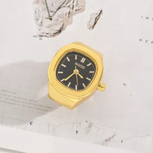 Custom Logo Finger Watches Elastic Band Watch Strap Square Quartz Analog Ring Watches for Women