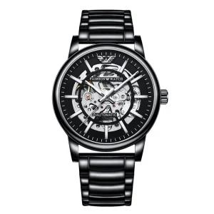 Custom Logo Fully Automatic Hollowed Out Men’s Mechanical Wristwatch Luminous Waterproof Watch for Men