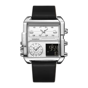 Custom Logo Luminous Waterproof Genuine Leather Strap Japanese Movement Watch for Man