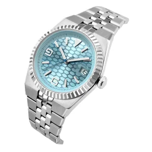Custom Logo Mechanical Automatic Ice Blue Dial Watch Sports Design Multi function Men’s Watch NH35 Movement