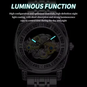 Custom Logo Men Watch Skeleton Style Blue Black Gold Silver Color Options Factory