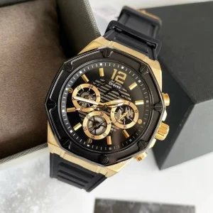 Custom Logo Men’s Luxury Stainless Steel Case Watch 44mm Pointer Quartz Movement Silicone Band Waterproof 30M Sport