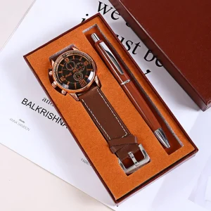 Custom Logo Men’s Watch & Pen Business Gift Set Factory Price Luxury Gift Box for Retail & Corporate Gifting