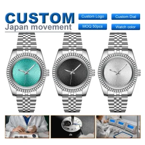 Custom Logo Minimal Luxury Watch Dial Japan Movement Stainless Steel Men’s Waterproof Automatic Mechanical Watch