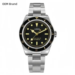 Custom Logo Retro Sub Diver Automatic Watches Sapphire Luminous AR Coating Bidirectional Ceramic Bezel Men Wristwatch