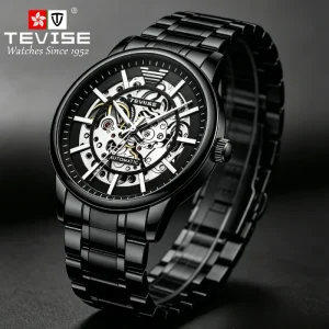 Custom Logo Skeleton Automatic Watch Men Stainless Steel Luxury Mechanical Watch Manufacturer OEM ODM