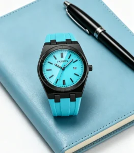 Custom Logo Stainless Steel Business Watch with Ronda 515 Quartz Movement Rubber Watch