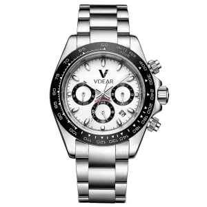 Custom Logo Stainless Steel Mens Wrist Watch Black Chronograph Men Watches Luxury