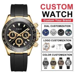 Custom Logo Trendy Design Waterproof Luxury Chronograph Quartz Watch for Men
