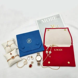 Custom Logo Velvet Pearl Pouch Suede Watch Envelope Pouch Jewelry Display Packaging Storage Bag for Gift and Pillows