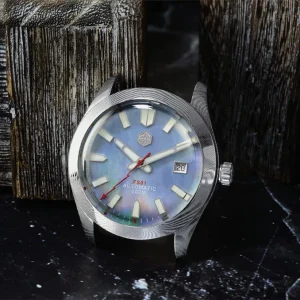 Custom Logo Vintage 20ATM Dome Sapphire Glass Damascus Steel Diver Dress 2824 Mechanical Automatic Watch Men
