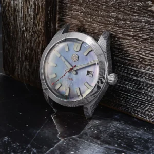 Custom Logo Vintage 20ATM Dome Sapphire Glass Damascus Steel Diver Dress Mother of Pearl Mechanical Automatic Watch Men
