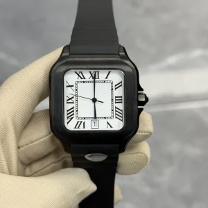 Custom Logo White Dial Mechanical Men’s Watch Roman Pointer Silicone Strap