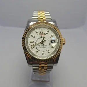 Custom Logo White Gold Dial Mechanical Men’s Stainless Steel NH35 Round Watch