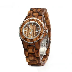 Custom Logo Wooden Watch Case Back 43mm Dial 20mm Band Glass Pointer Dial Waterproof Fashion Men’s Watch