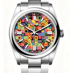Custom Luxury Automatic Mechanical Watch 41mm with Colorful Alphabet Dial Creative Design Stainless Steel Strap Stylish Men