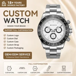 Custom Luxury Business Mechanical Automatic Watch Luminous Waterproof Stainless Steel Band Watch for Men