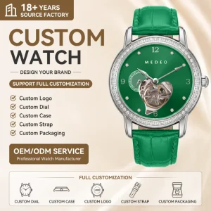 Custom Luxury Business Minimalist Women’s Automatic Mechanical Watch Skeleton Diamond Mossanite Cold Watch