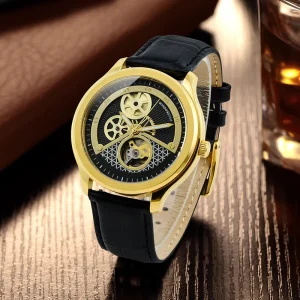 Custom Luxury Classic Private Label Men’s Automatic Mechanical Leather Strap Watches Pointer Stainless Steel Case Tourbillon New