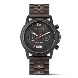 Custom Luxury Fashion Men’s Wooden Watch with Stainless Steel Band Quartz Movement Waterproof