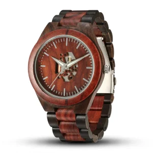 Custom Luxury Fashion Skeleton Engraved Wrist Men Wood Watch