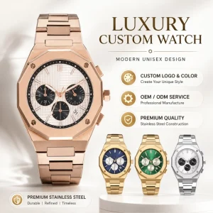 Custom Luxury Mechanical 5ATM Waterproof Stainless Steel Watch Case Bracelet Automatic SEIKO Movement Pointer Dial for Men Women