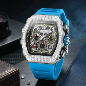 Custom Luxury Men’s Multi Function Mechanical Watch with Alloy Case Rubber Band Water Resistant 30M Pointer Dial Fashion Style