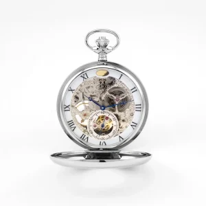 Custom Made 316L Stainless Steel Automatic Black Skeleton Pocket Watch From Watch Factory