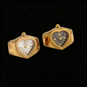Custom Made LOGO Vintage Punk Retro Finger Ring Watch Digital Dial Quartz Y2K Silver Mini Square Ring Watch for Men Women