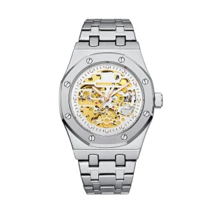 Custom Made Watches with Logo Stainless Steel Band Skeleton Automatic Watch Luxury Top Brand High Quality Square Watch for Men