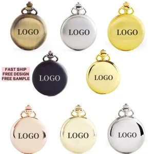 Custom Men Classic Vintage Mirror Polished Quartz Pocket Watch with Chain Reloj De Bolsillo