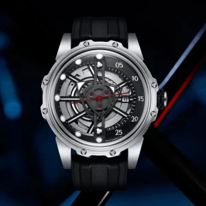Custom Men’s Luxury RM Watch Skeleton Automatic Mechanical Winding Calendar Chronometer 316L Stainless Steel 22mm Rubber Glass