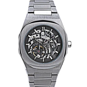 Custom Men’s Luxury Stainless Steel Skeleton Watch with Automatic Movement 5 ATM Water Resistant Hollow Out Feature