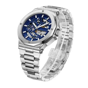 Custom Men’s Luxury Watch Steel Skeleton Male Wristwatch Mechanical Waterproof Automatic Mens Watch