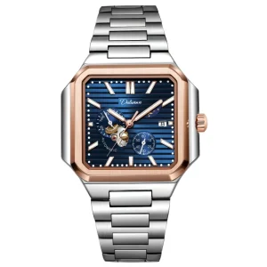 Custom Men’s Mechanical Watch Alloy Case Genuine Leather Band Luminous Dial 30M Water Resistant Automatic Business Style