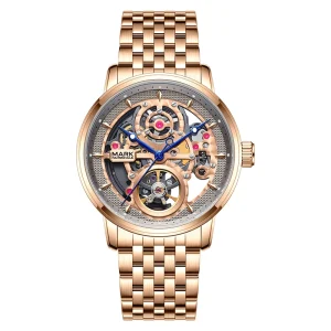 Custom Mens Watch Stainless Steel ODM 3ATM Luminous Waterproof Skeleton Automatic Mechanical Watch Business Wristwatch