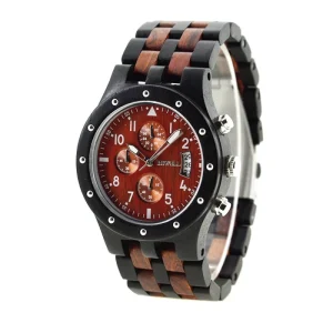 Custom Men’s Wood Watch Chronograph Wooden Watches Quartz Movement Luminous Mens Wood Watch
