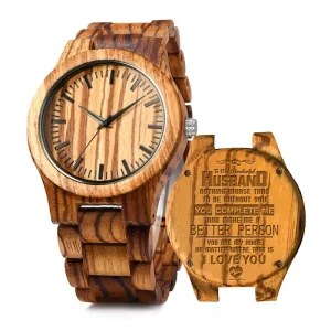 Custom Men’s Wooden Leather Waterproof Antique Fashion Watch with Glass Dial and Pointer Movement