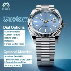 Custom Men’s and Women’s Business Stainless Steel Crescent Luminous Sapphire Surface Calendar Water Resistant Mechanical Watch