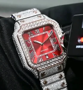 Custom Moissanite Watch Mechanical Men’s Watch Square Case Stainless Steel