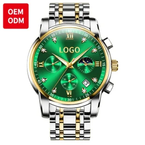 Custom OEM 2858 Quartz Luminous Stainless Steel Wristwatch Original 30M Waterproof Moon Phase Date Watch For Man