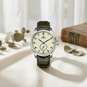 Custom OEM Mechanical Automatic Watch Stainless Steel Case Leather Rubber Band See Case Back Pointer Dial