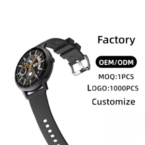 Custom OEM Men Sports Smart Watch AMOLED Fitness Tracker BT Call Heart Rate SpO2 Sleep Monitor Logo Dial Rubber Strap
