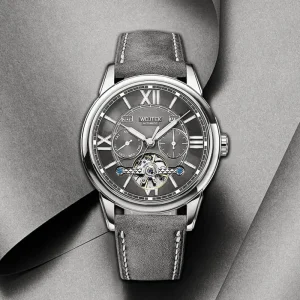 Custom OEM Men’s Multi-Functional Tourbillon Automatic Mechanical Watch Luminous Waterproof with Power Reserve Feature