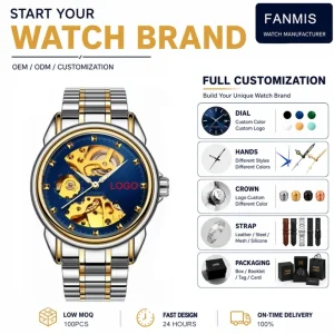 Custom Oem Stainless Steel Strap Luminous Luxury Sport Automatic Mechanical Watch Analog Stylish Premium for Party Daily