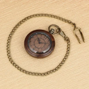 Custom Pattern Classical Old Pocket Watch Antique Fully Color Wrist Watch Wooden Pocket Watch