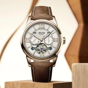 Custom Perpetual Calendar Mechanical Watch Tourbillon Sub Dials Luxury Automatic Watch